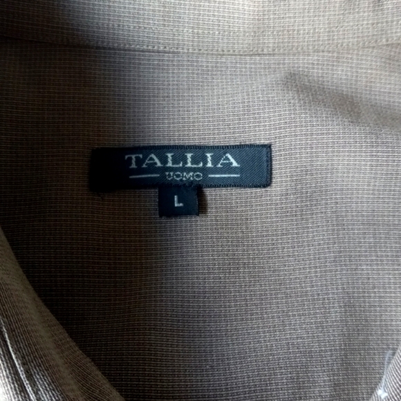 UOMO TALLIA ITALIAN MENS SHIRT Mocha Brown Size Large 15 1/2" - Picture 9 of 15